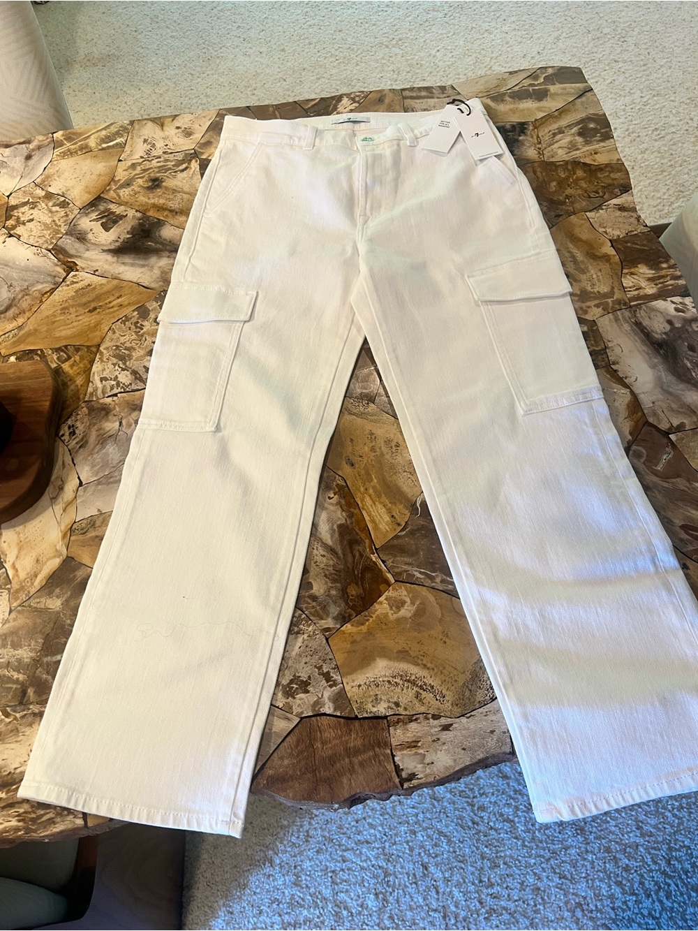 7 for all mankind white denim jeans